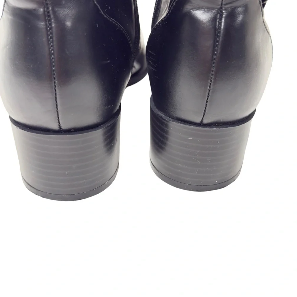 Tommy Hilfiger Black and Gold Ankle Booties with Side-Zip